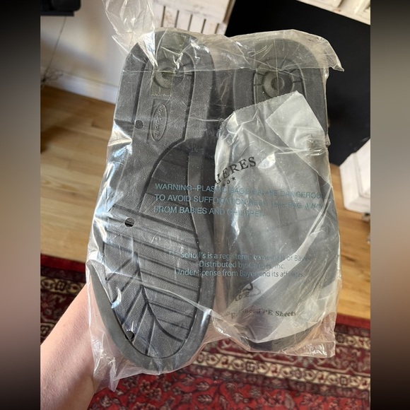 DR. SCHOLL’S Black NEW Double Air-Pillo Insoles Leather EZ Strap Slip On Sz 9 - Picture 4 of 5